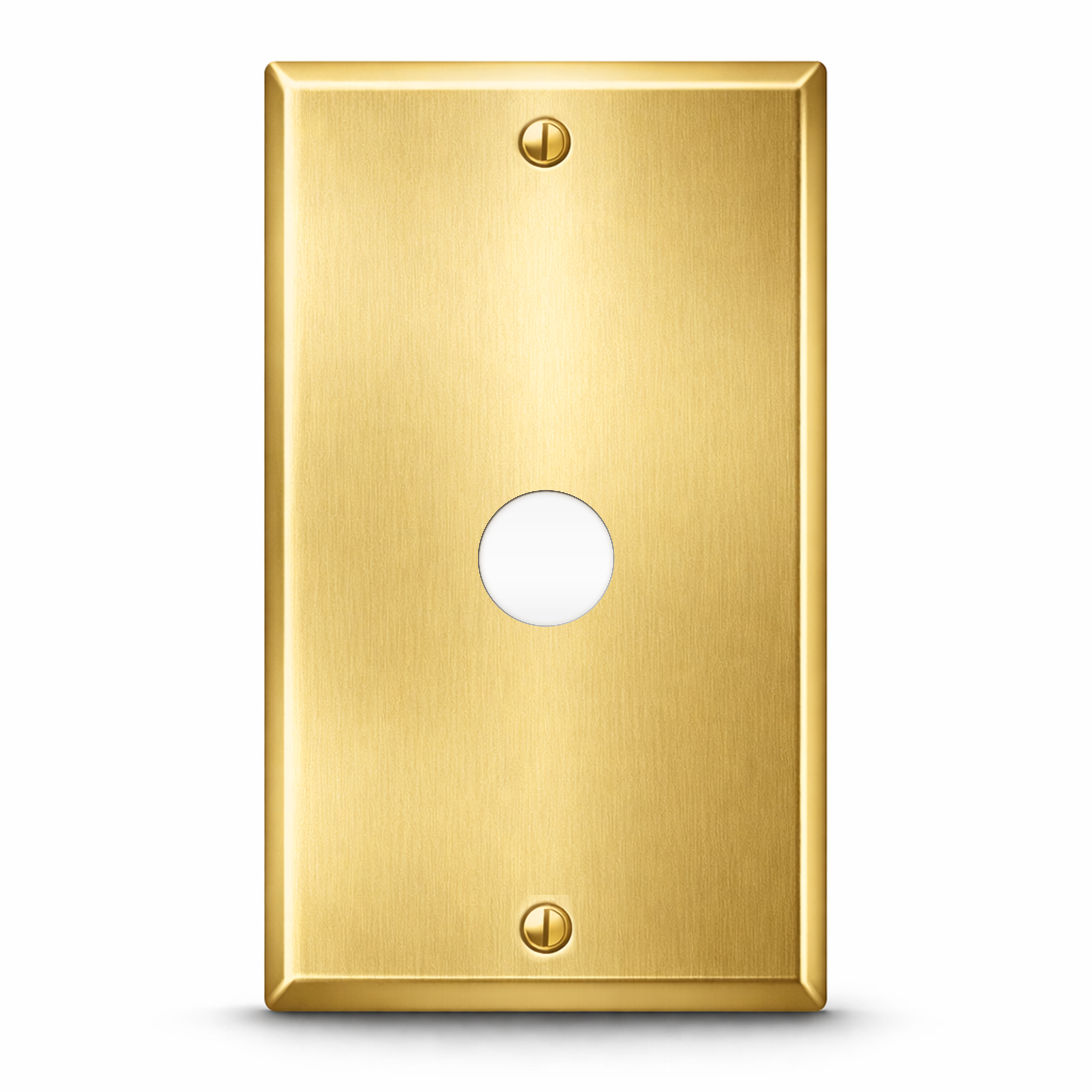 1-Gang, Standard Size, Single Round Telephone Opening, Satin Finish Brass Metal Wall Plate Cover - Made in USA