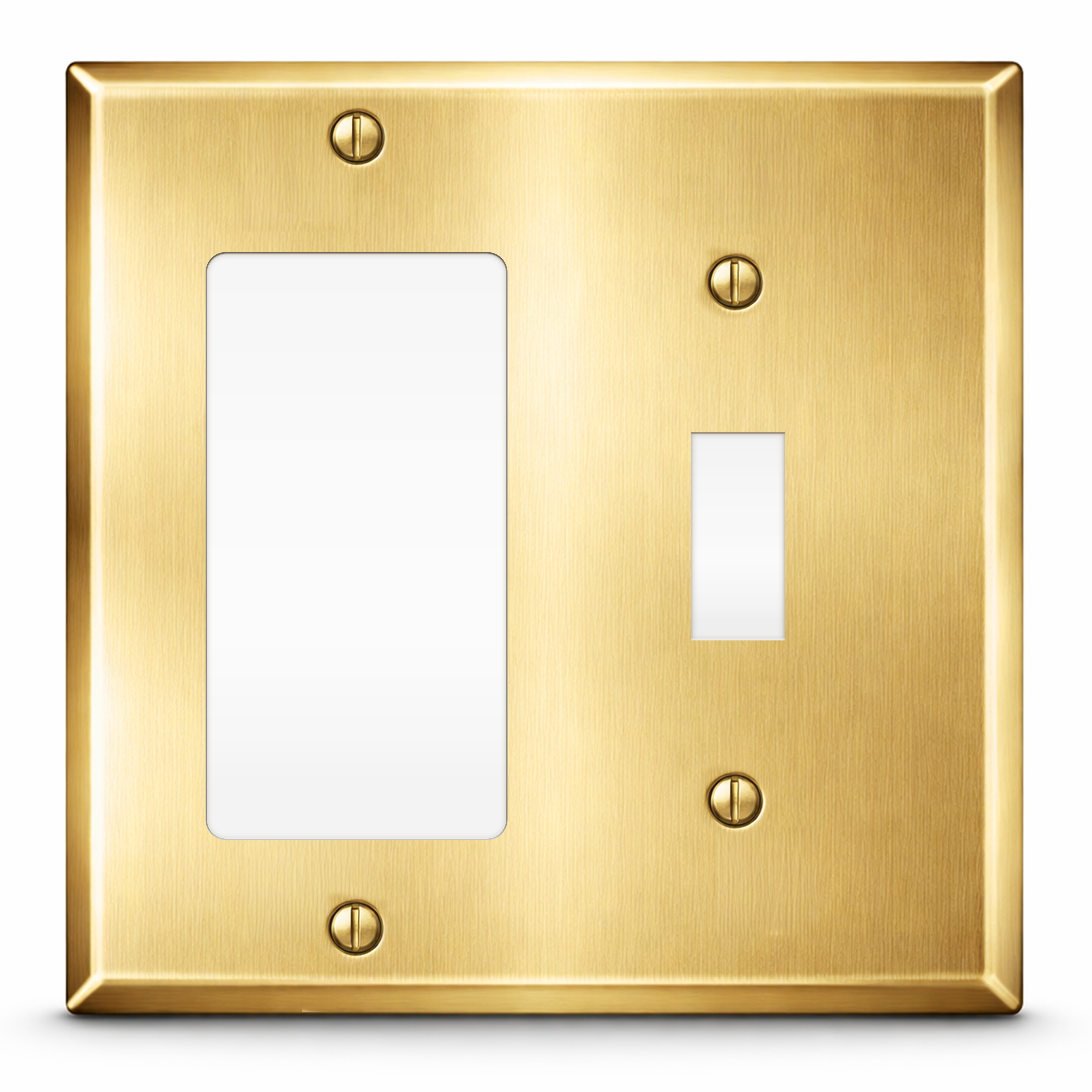 2-Gang Combination Satin Brass Wallplate with (1) Toggle and (1) GFI/Rocker/Decora®