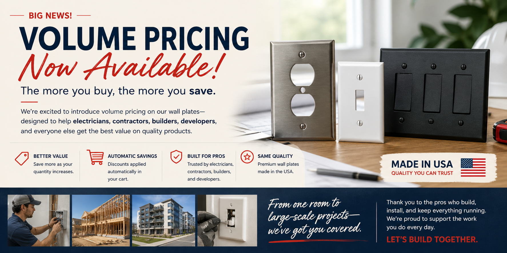 Now Offering Volume Pricing on Wall Plates — Built for Contractors, Designed for Everyone