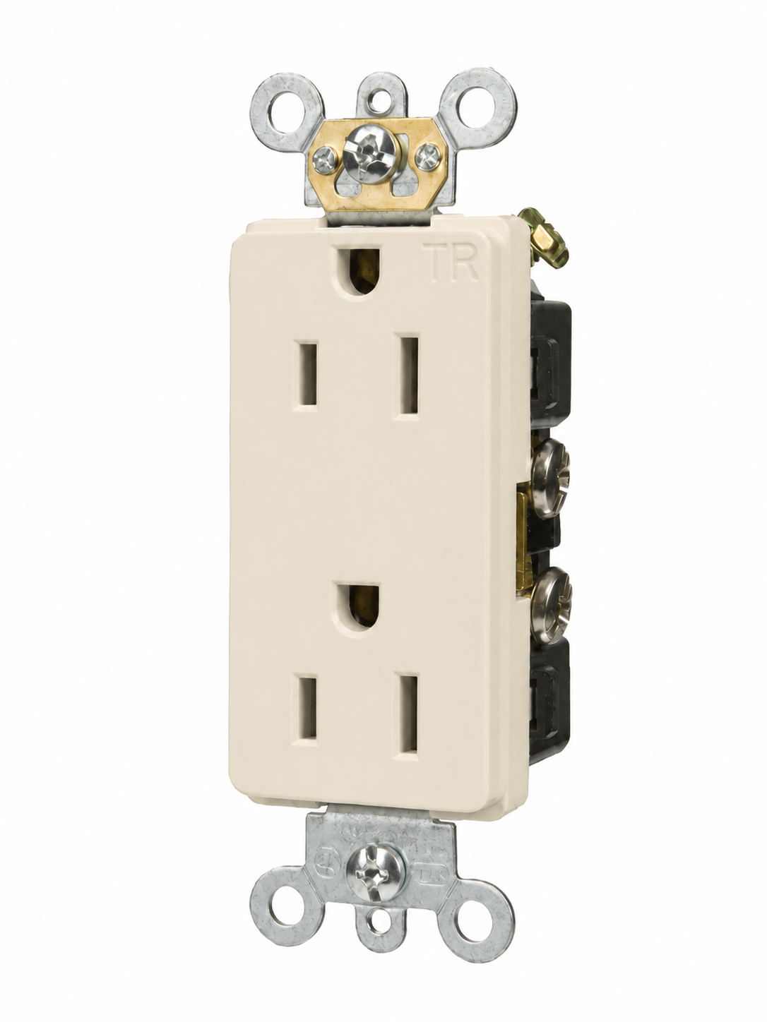 Ivory, Tamper Resistant Decorator Duplex Receptacle, 15A-125V
