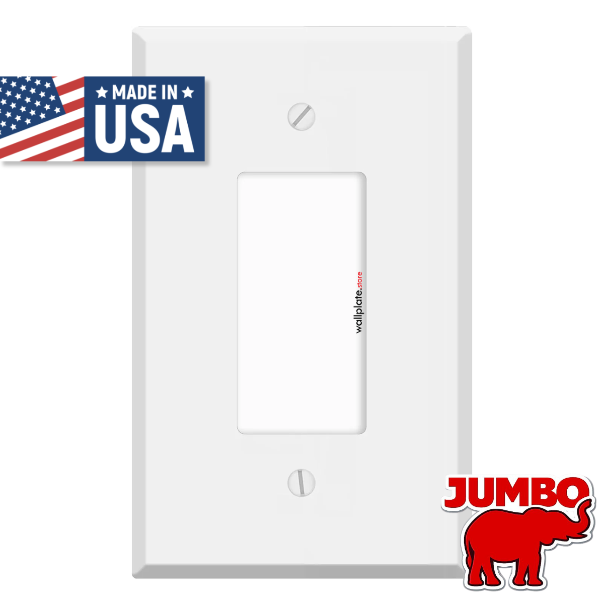 1-Gang Jumbo Oversize Wall Plate Cover – Compatible with Decora® Devices – White Painted Metal – Made in USA