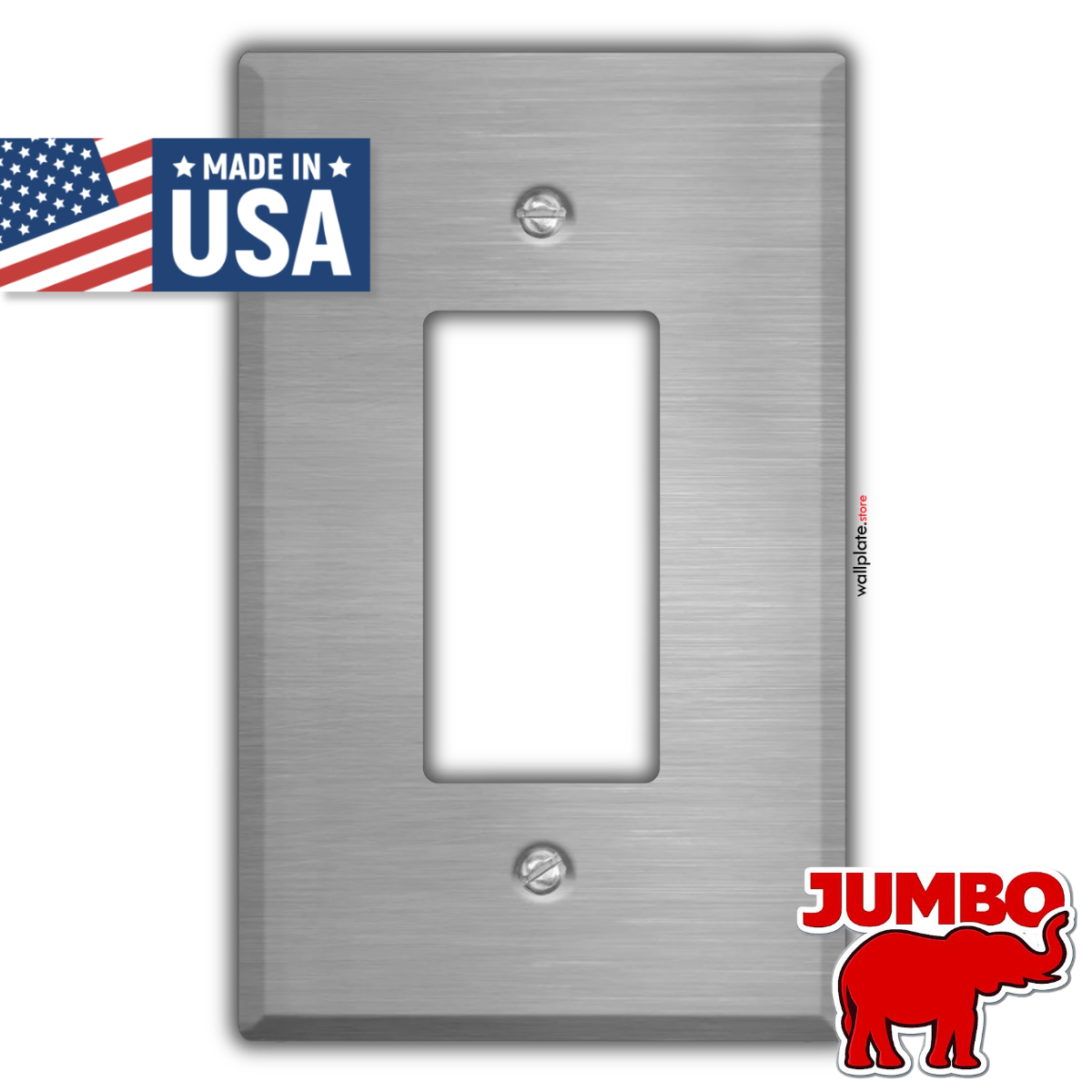 1-Gang Oversized Stainless Steel Rocker Switch Plate – Made in USA