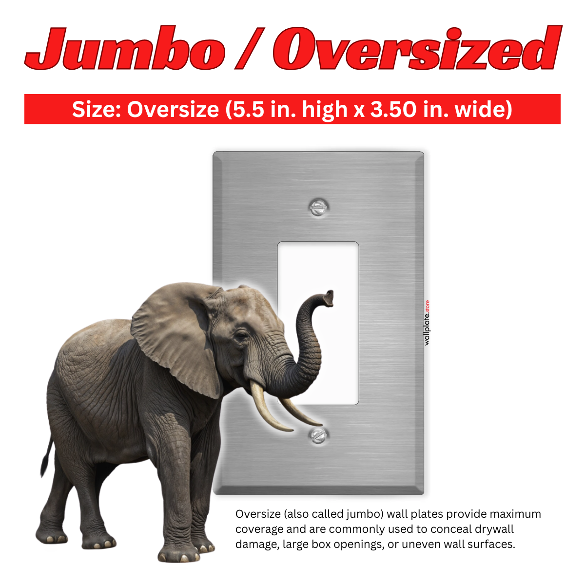 1-Gang Oversized Stainless Steel Rocker Switch Plate – Made in USA