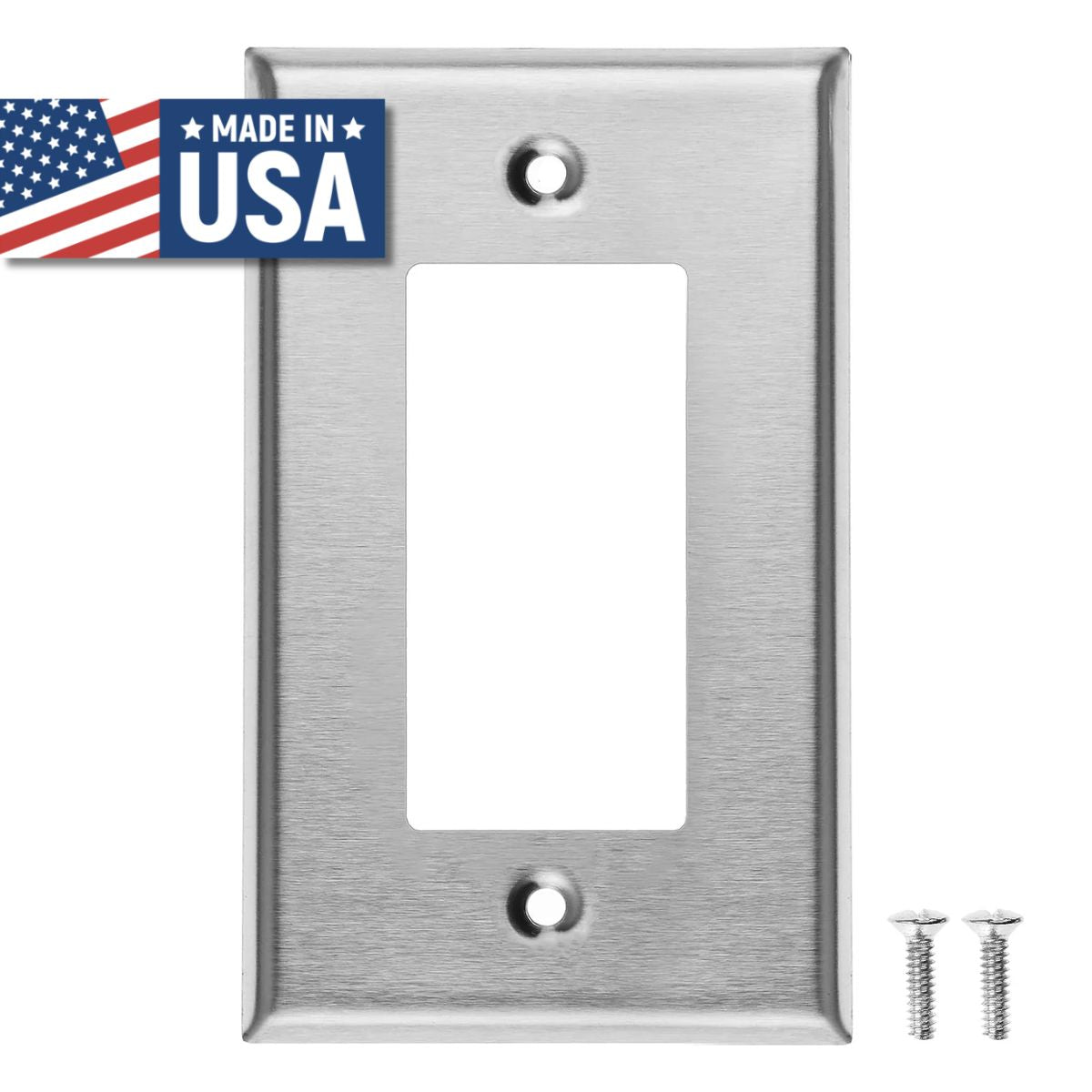 1-Gang Stainless Steel Rocker GFCI Decora® Style Wall Plate, Made in USA