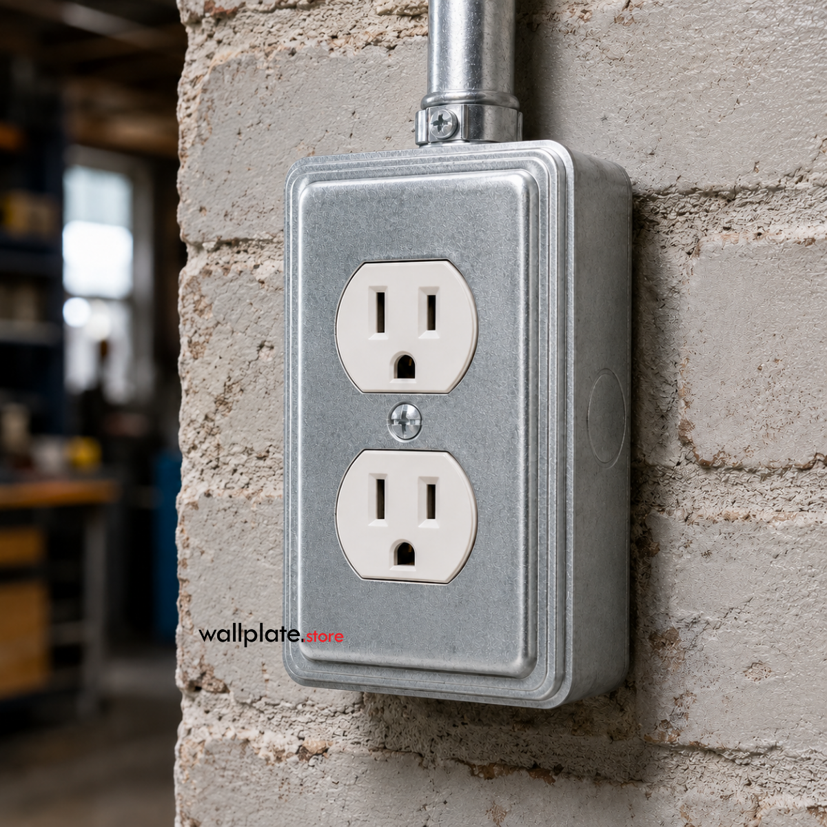 1 Gang Galvanized Steel Duplex Receptacle Utility cover