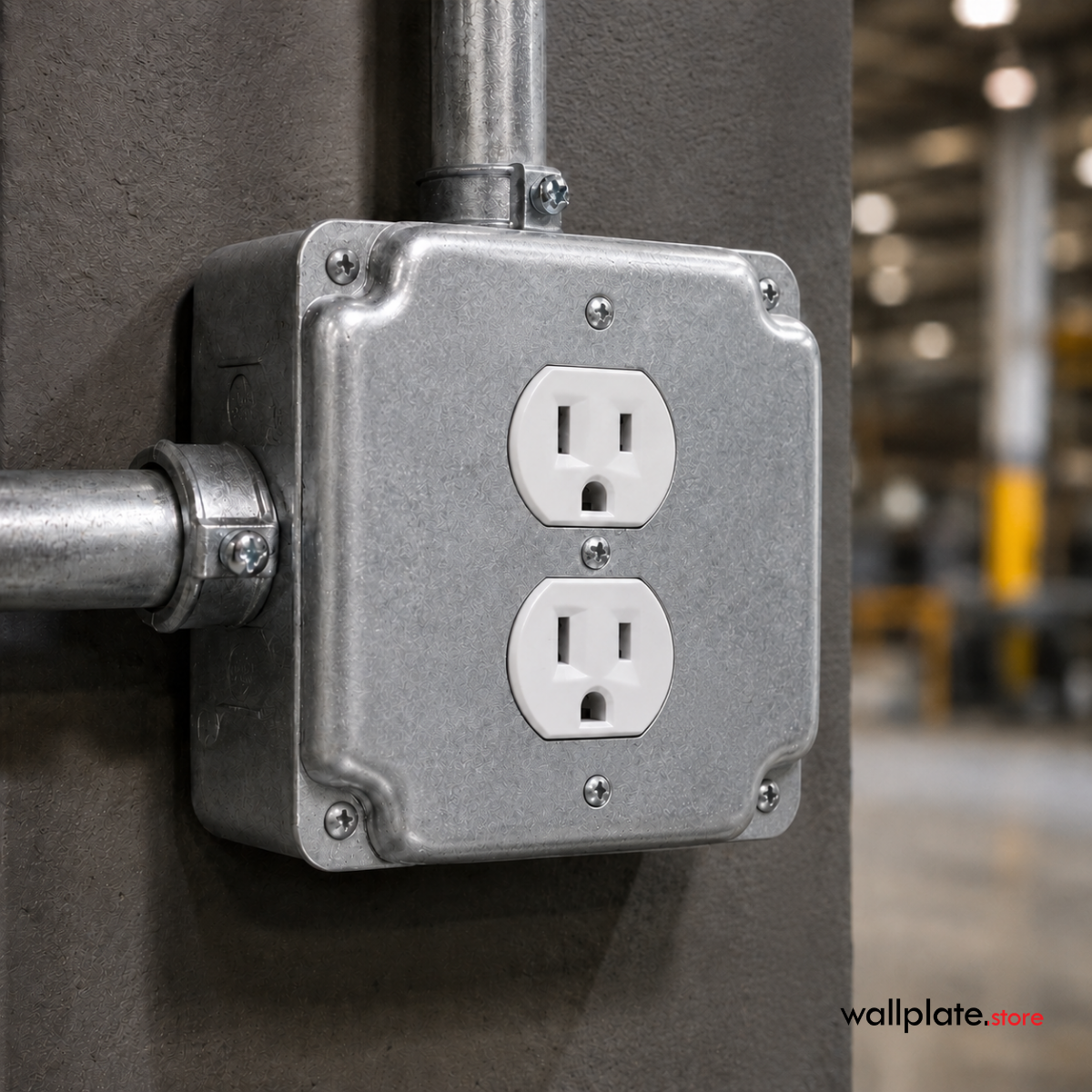 4 inch Square Galvanized Steel Duplex Receptacle Electrical Box Cover