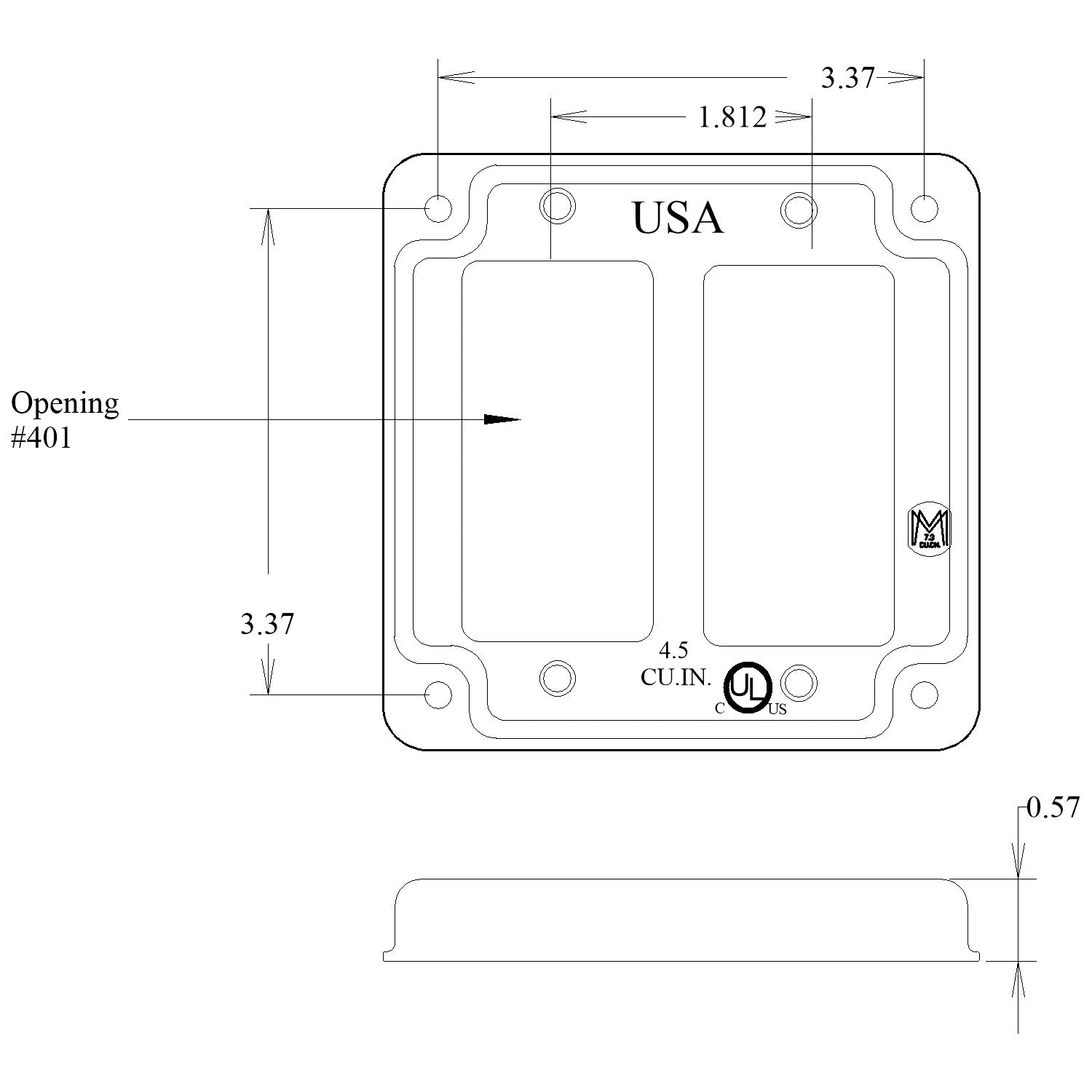 4-Inch Square Metal Electric Box Cover, Raised 1/2 Inch, for (2) GFI Rocker Block Devices