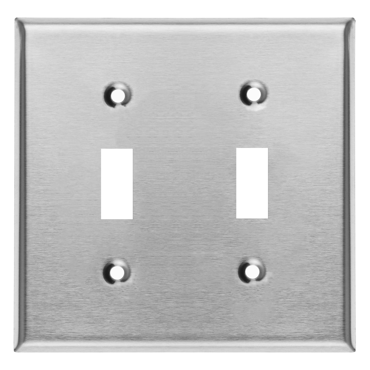 2-Gang Standard Stainless Steel Wall Plate – 2 Toggle Switch Openings – Type 430 Satin