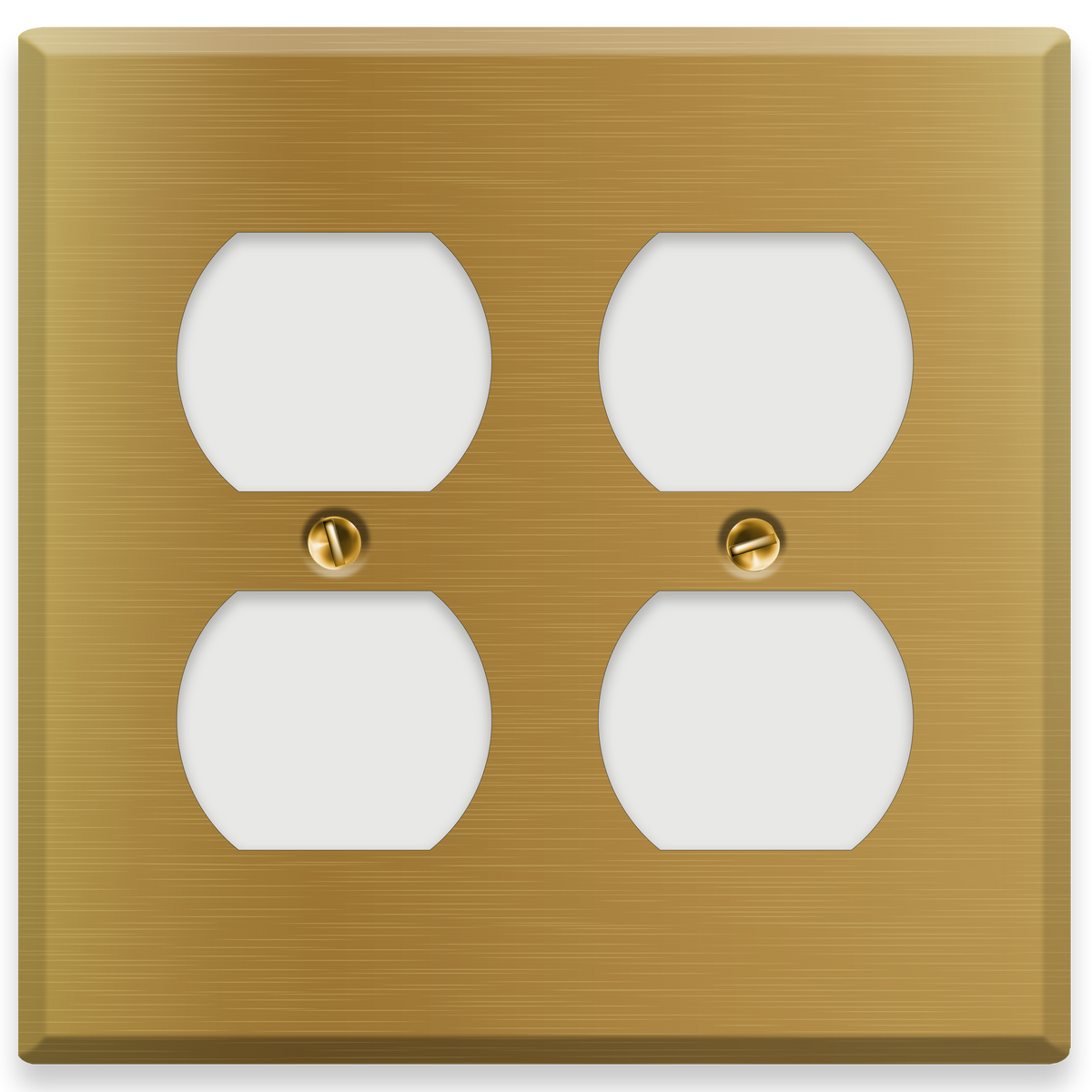2-Gang Standard Brass Wall Plate – 2 Duplex Receptacles – Satin Brass