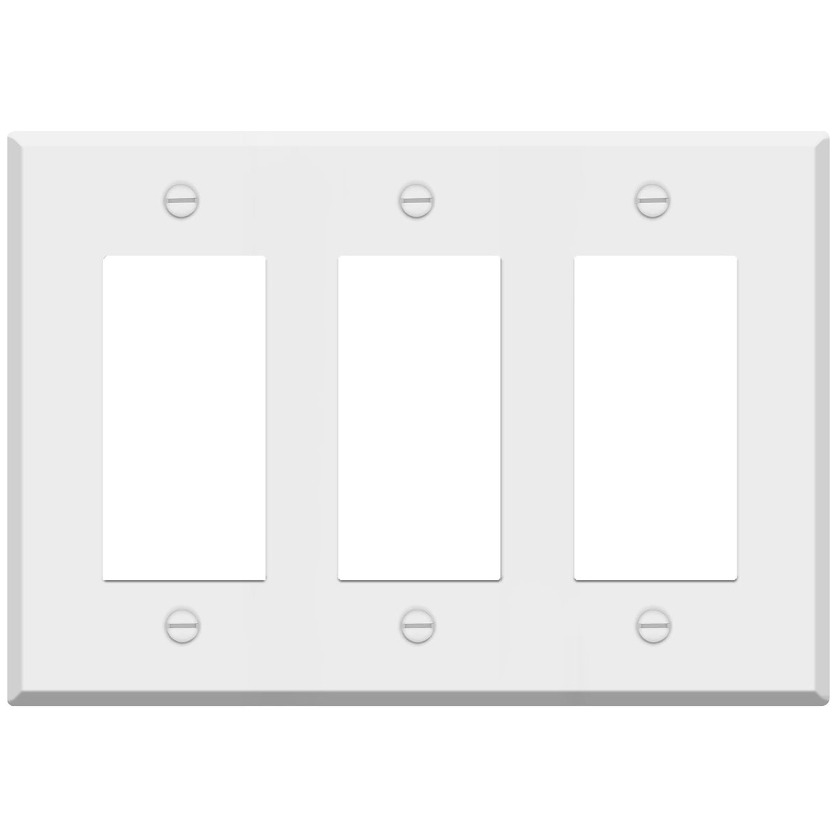 3 Gang White Metal Rocker Switch Wall Plate