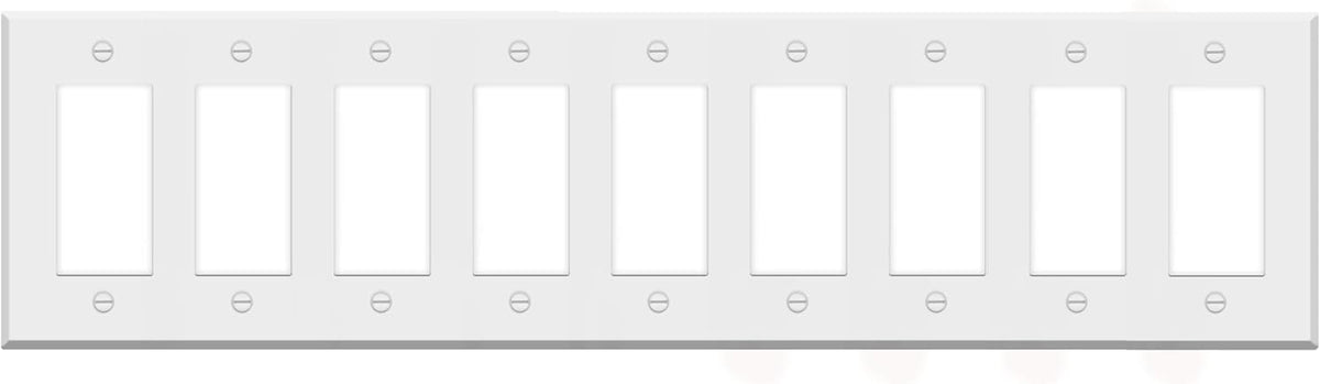 9 Gang White Metal Rocker Switch Wall Plate