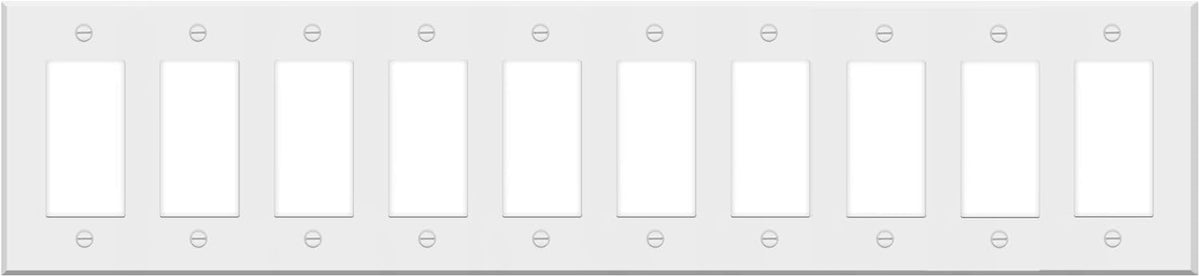 10 Gang White Metal Rocker Switch Wall Plate