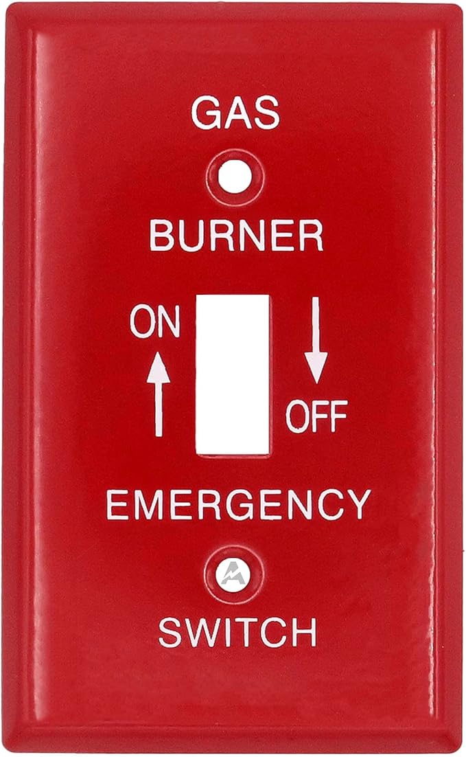 1-Gang Standard Gas Burner Metal Wall Plate – 1 Toggle Switch Opening – Red Semi-Gloss