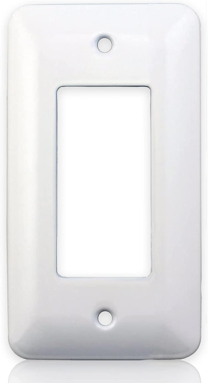 1-Gang Princess Size Metal Wall Plate – 1 Decora/GFCI Opening – White Semi-Gloss