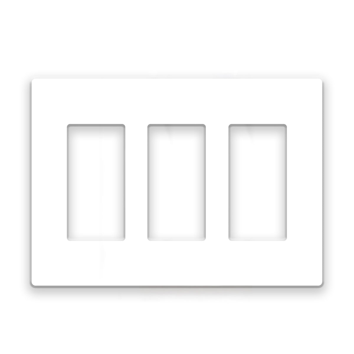 3-Gang Standard Screwless Plastic Wall Plate – 3 Decora/GFCI Openings – White