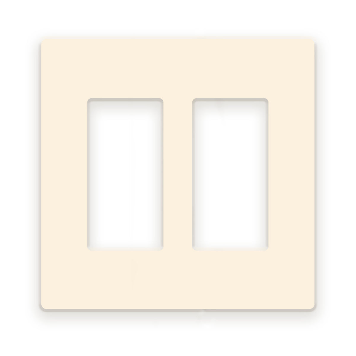 2-Gang Standard Screwless Plastic Wall Plate – 2 Decora/GFCI Openings – Light Almond