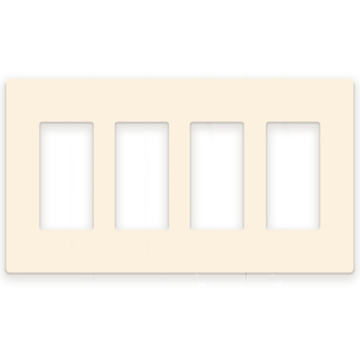 4-Gang Standard Screwless Plastic Wall Plate – 4 Decora/GFCI Openings – Light Almond
