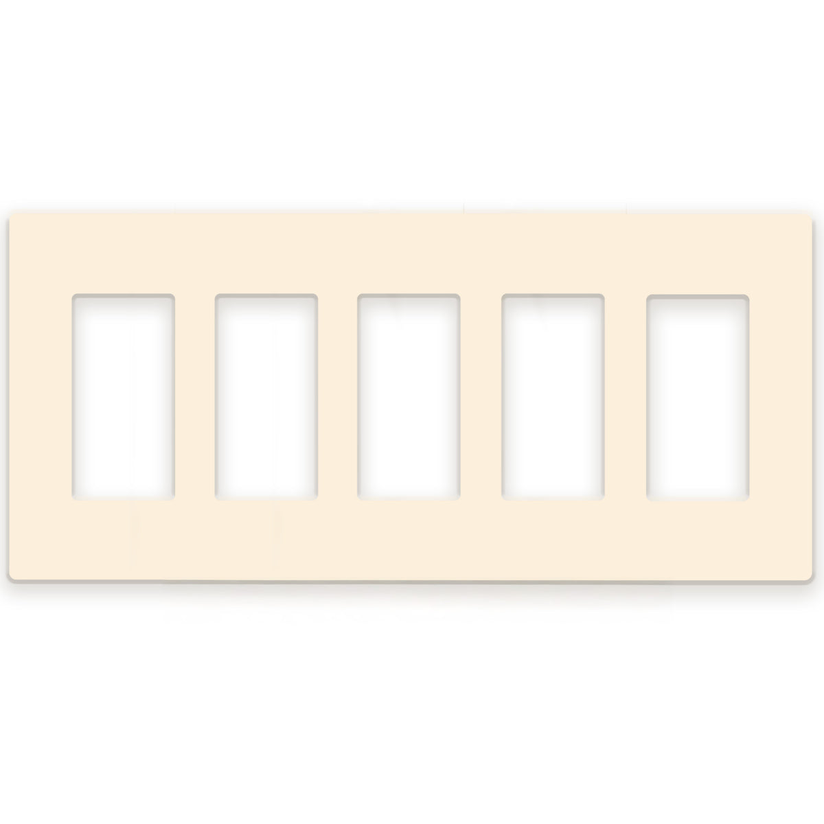 5-Gang Standard Screwless Plastic Wall Plate – 5 Decora/GFCI Openings – Light Almond