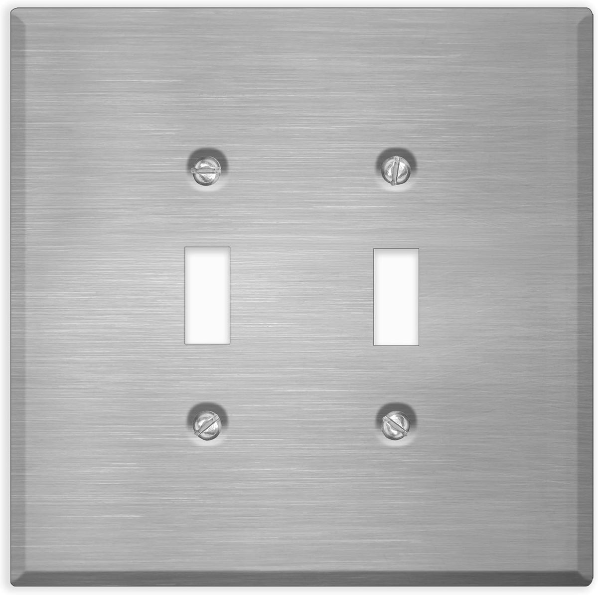 2-Gang Oversize Stainless Steel Wall Plate – 2 Toggle Switch Openings – Type 430 Satin