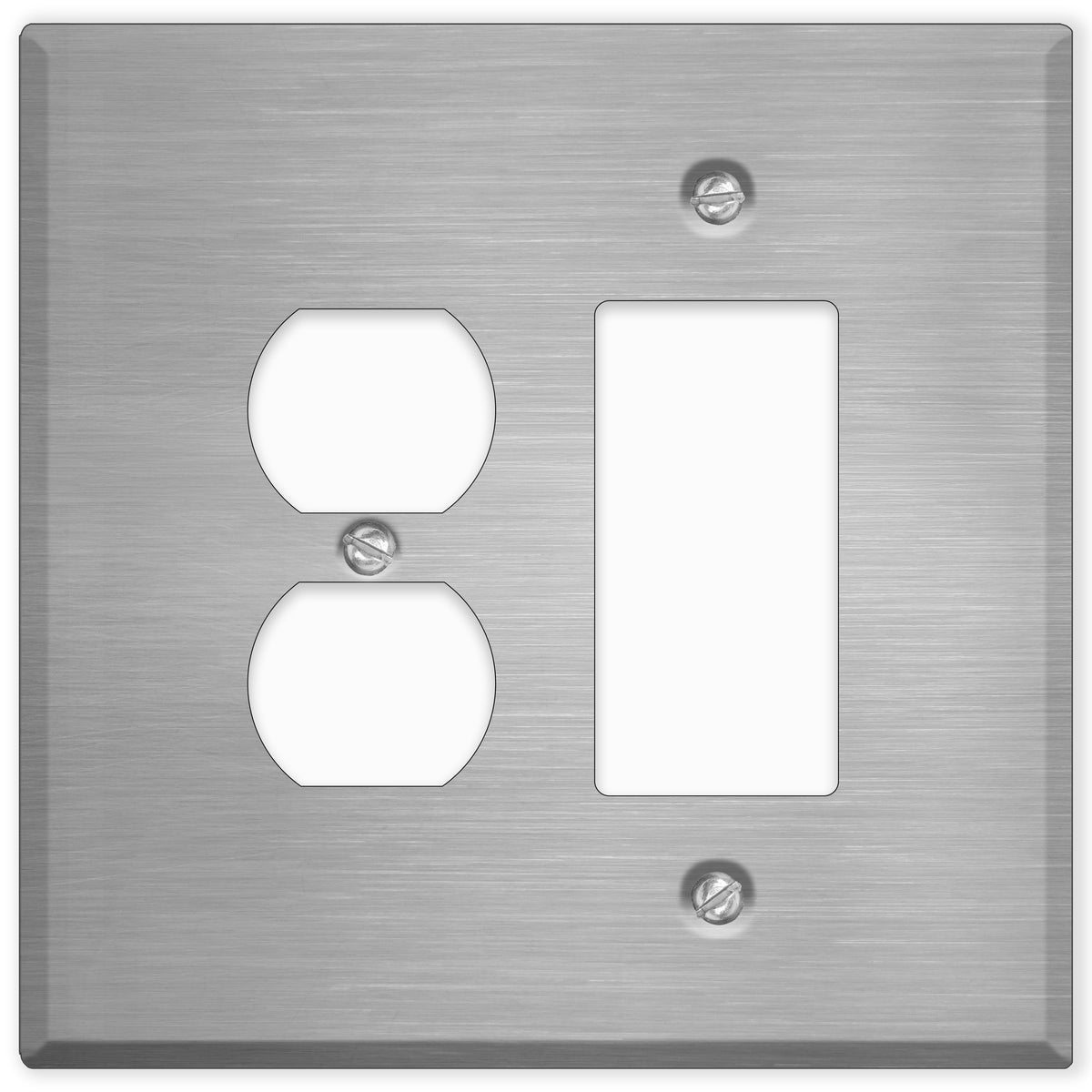 2-Gang Oversize Stainless Steel Wall Plate – 1 Duplex Receptacle + 1 Decora/GFCI Opening – Type 430 Satin