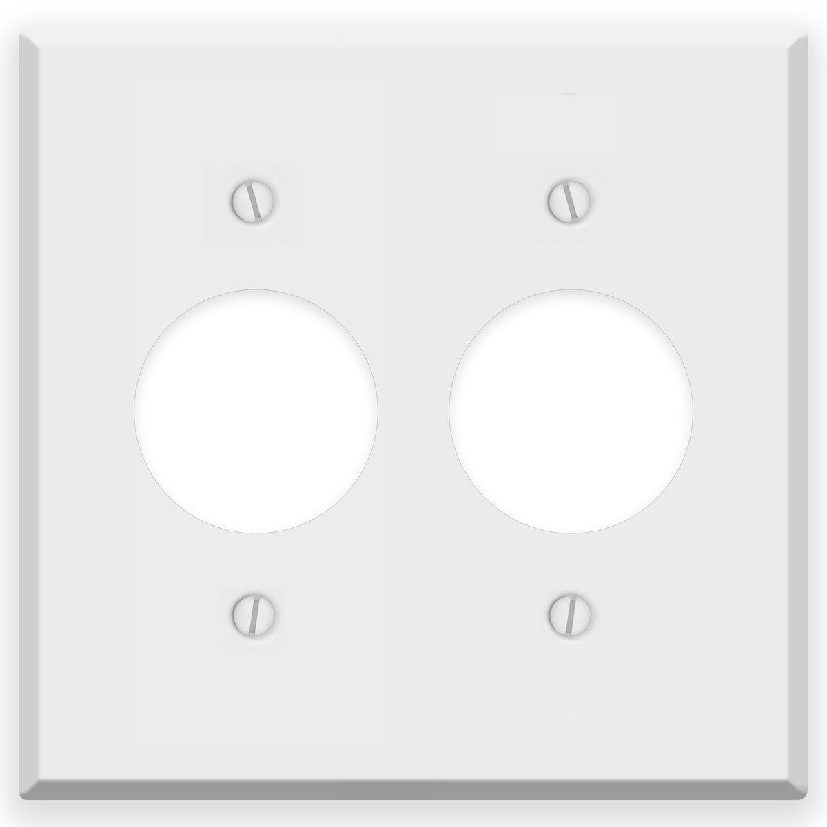2-Gang Standard Plastic Wall Plate – 2 Single Receptacle Openings – White