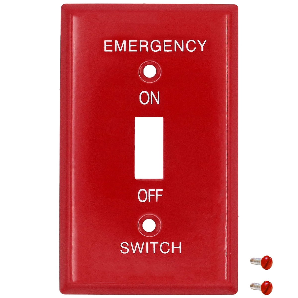 1-Gang Standard Emergency Metal Wall Plate – 1 Toggle Switch Opening – Red Semi-Gloss