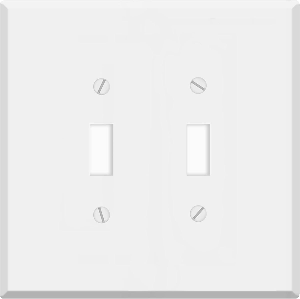 2-Gang Oversize Metal Wall Plate – 2 Toggle Switch Openings – White Semi-Gloss