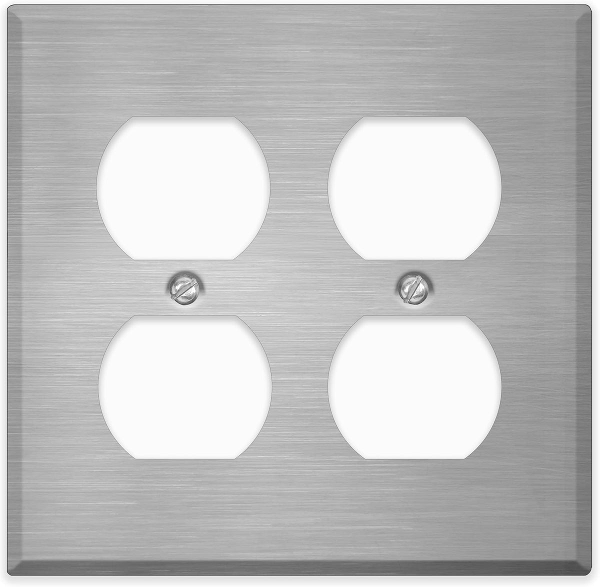 2-Gang Standard Stainless Steel Wall Plate – 2 Duplex Receptacles – Type 430 Satin