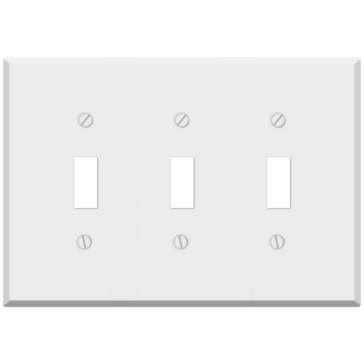 3 Gang White Metal Toggle Switch Wall Plate Cover