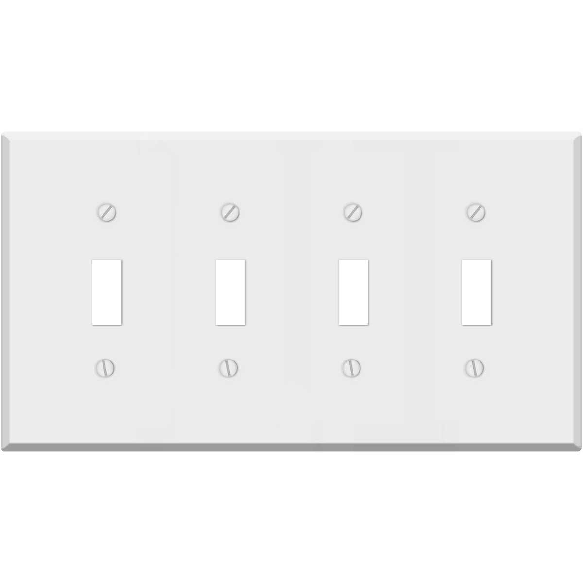 4 Gang White Metal Toggle Switch Wall Plate Cover