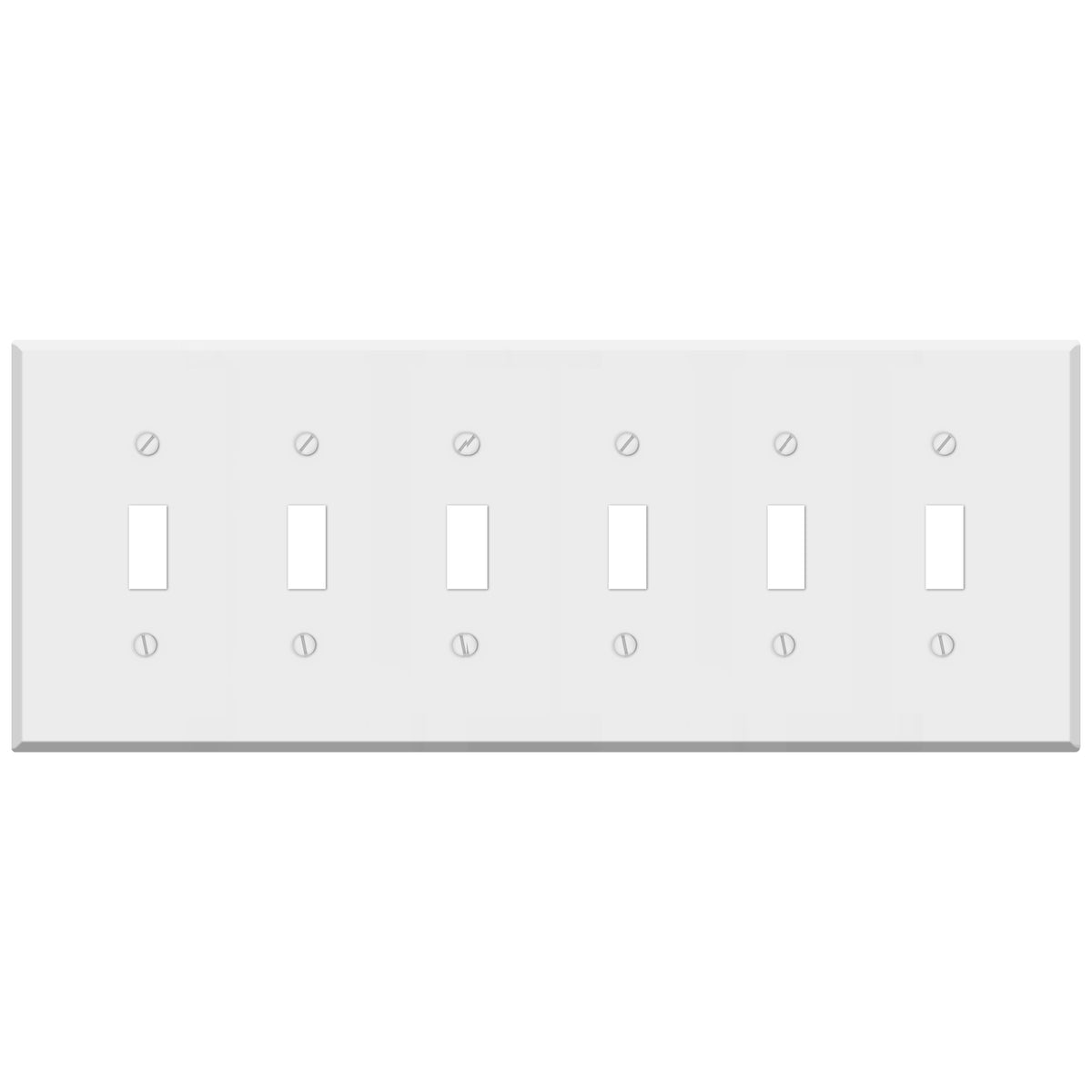 6 Gang White Metal Toggle Switch Wall Plate Cover
