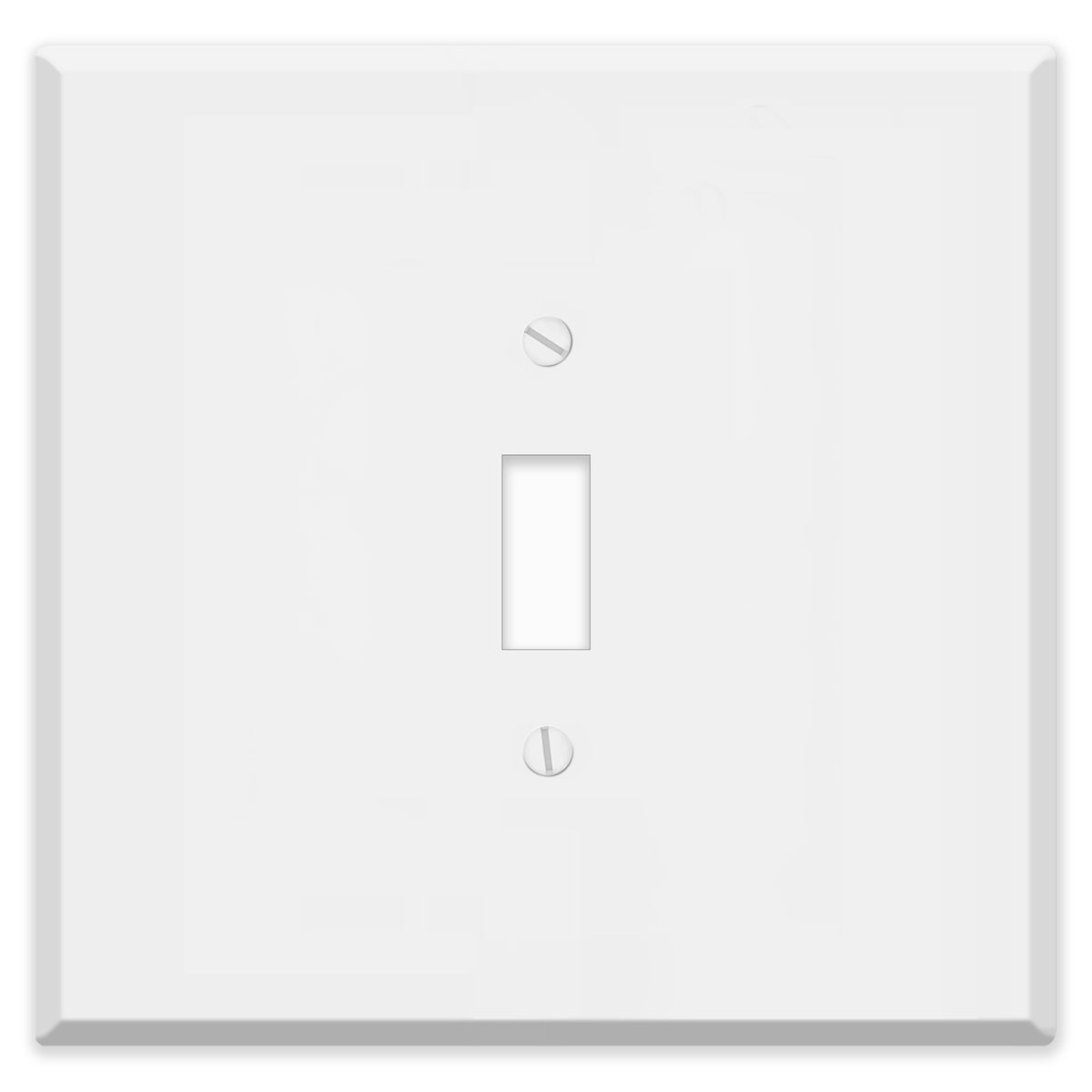 2-Gang Oversize Metal Wall Plate – 1 Centered Toggle Opening – White Semi-Gloss