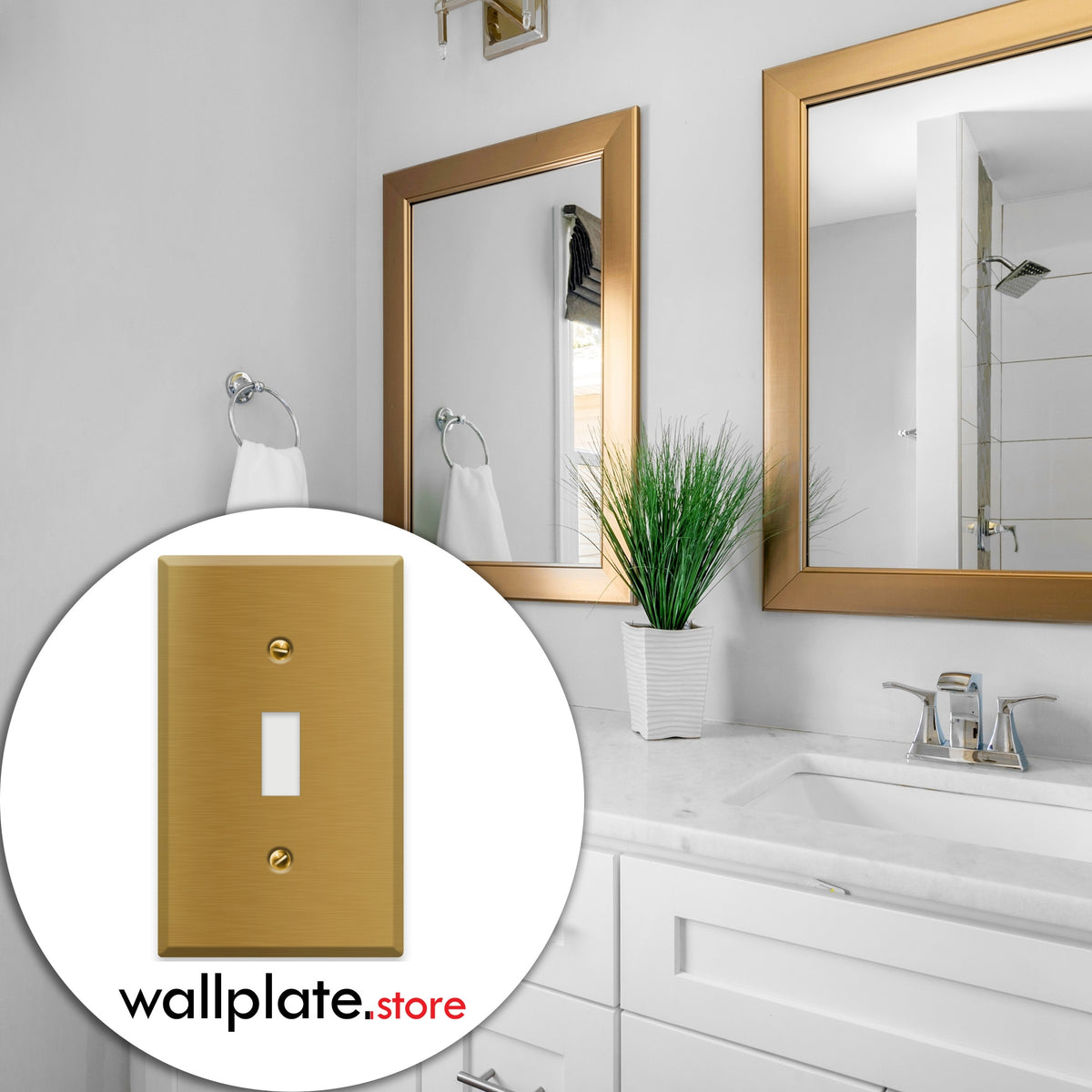 1-Gang Standard Brass Wall Plate – 1 Toggle Switch Opening – Satin Brass