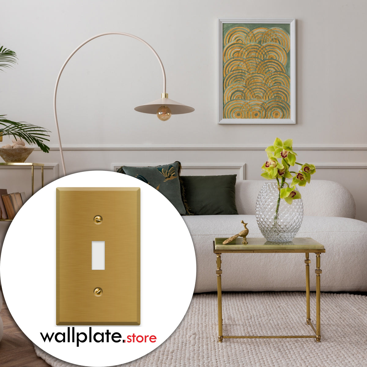 1-Gang Standard Brass Wall Plate – 1 Toggle Switch Opening – Satin Brass