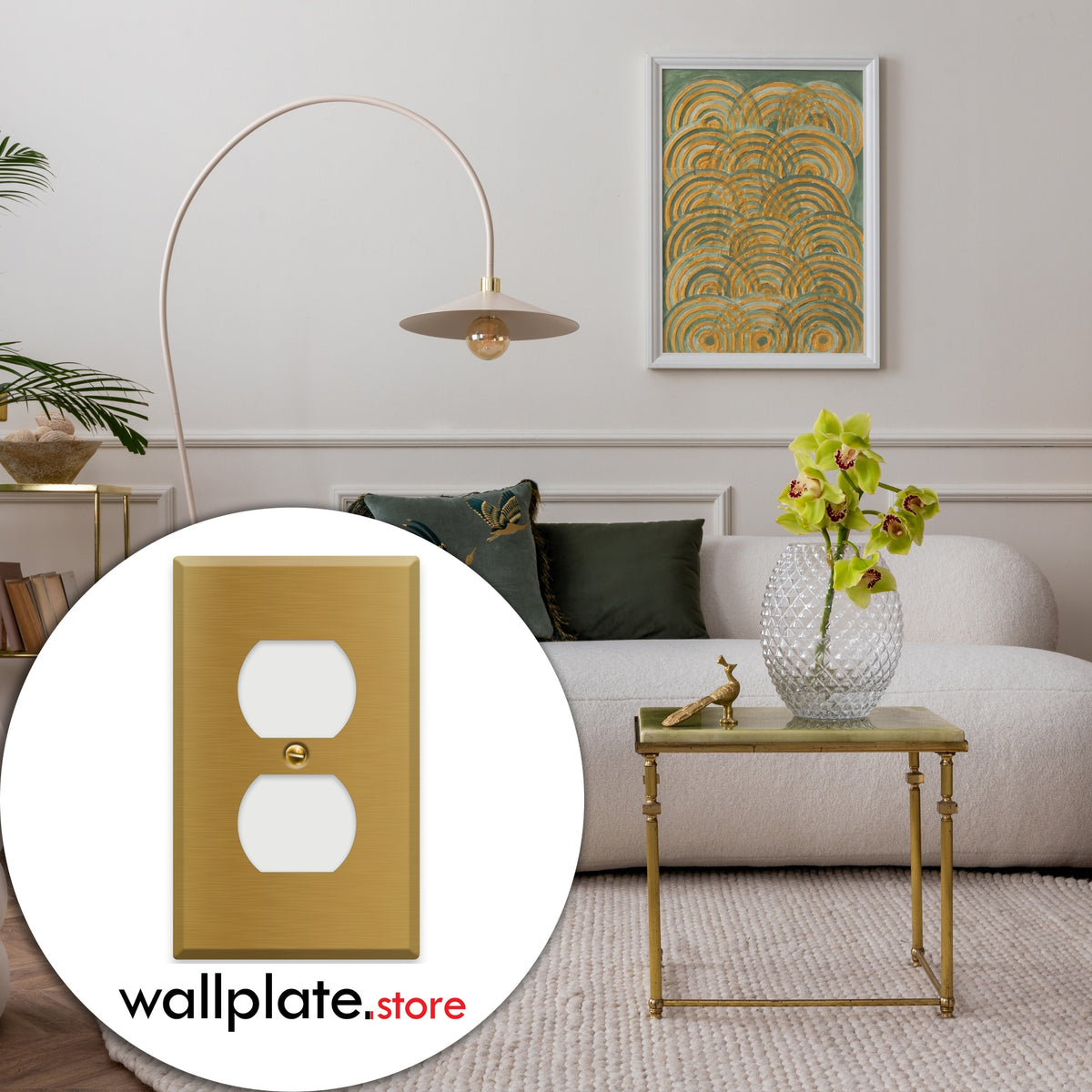 1-Gang Standard Brass Wall Plate – 1 Duplex Receptacle – Satin Brass