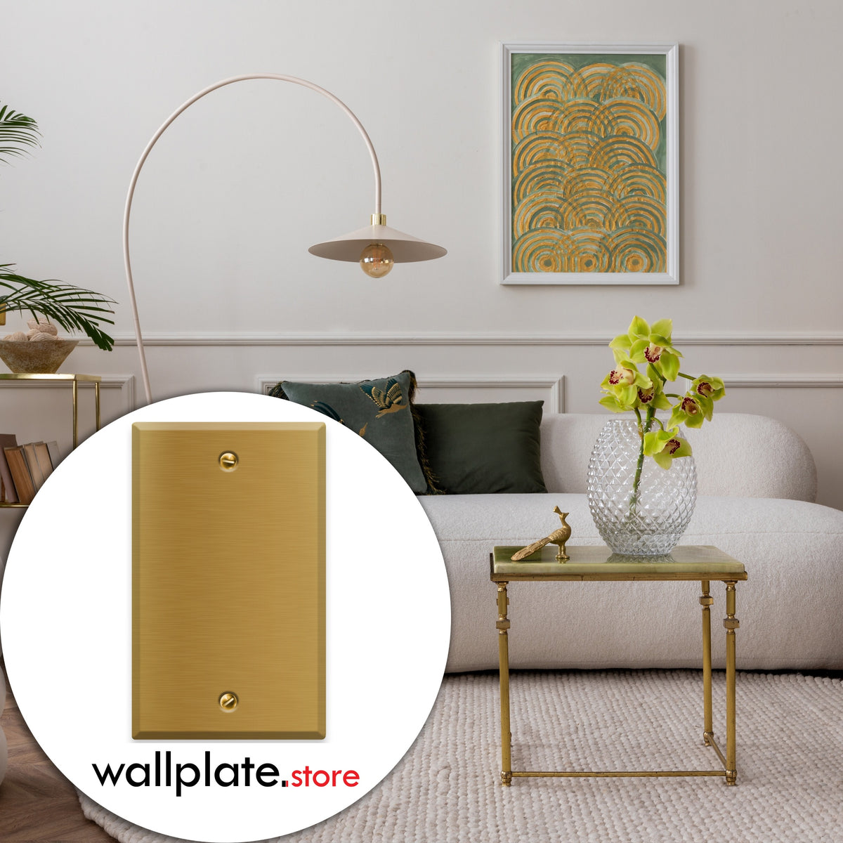 1-Gang Standard Blank Brass Wall Plate – Satin Brass