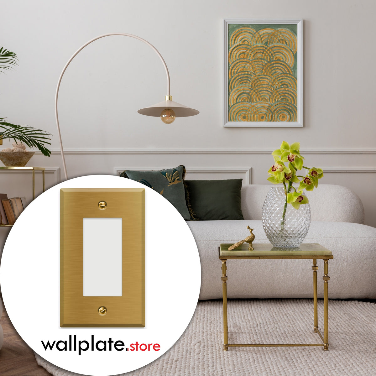 1-Gang Standard Brass Wall Plate – 1 Decora/GFCI Opening – Satin Brass