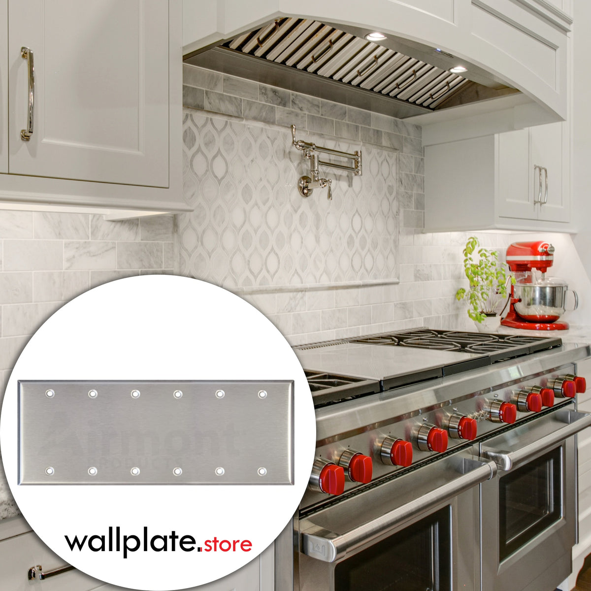 6-Gang Standard Blank Stainless Steel Wall Plate – Type 430 Satin