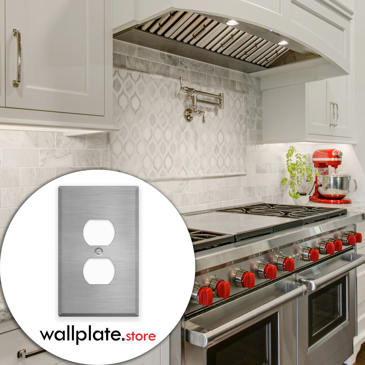 1-Gang Oversize Stainless Steel Wall Plate – 1 Duplex Receptacle – Type 430 Satin