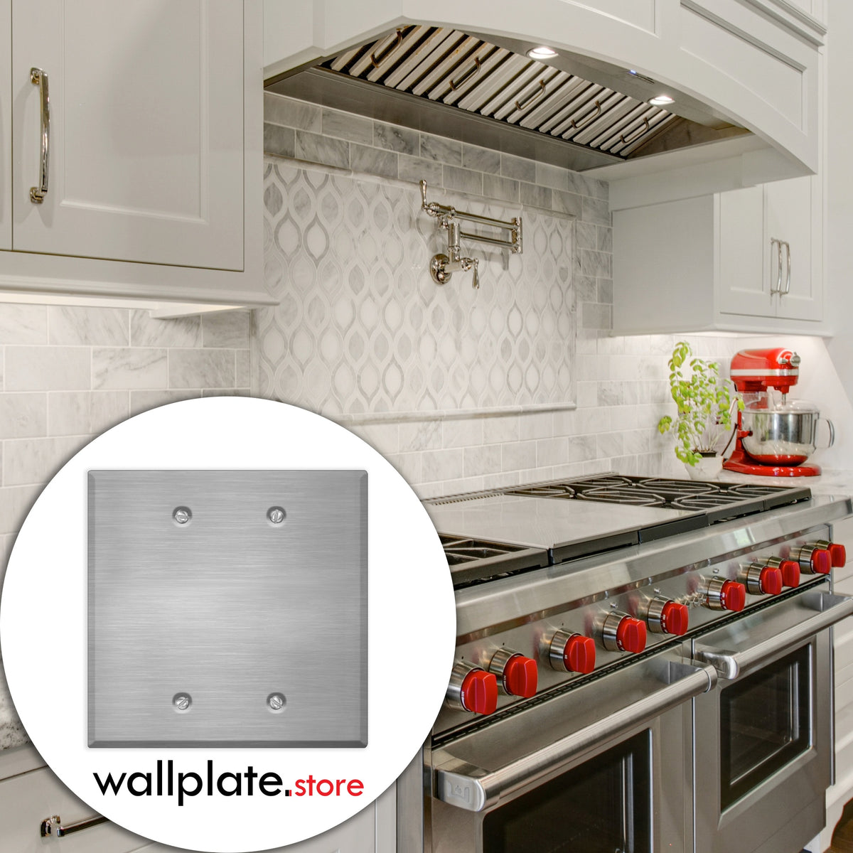 2-Gang Oversize Blank Stainless Steel Wall Plate – Type 430 Satin