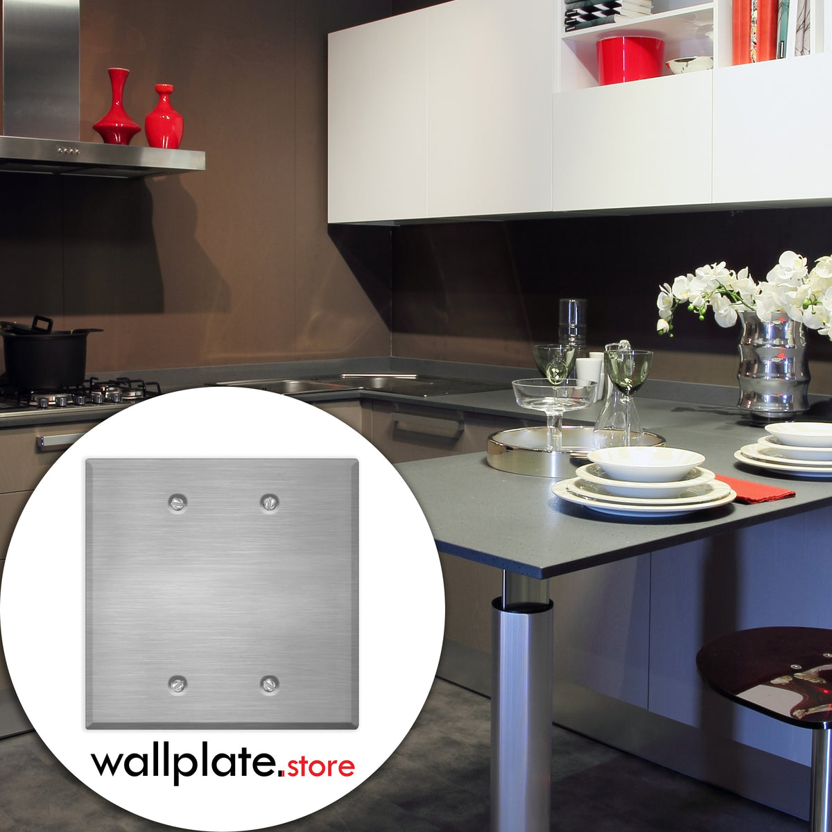 2-Gang Oversize Blank Stainless Steel Wall Plate – Type 430 Satin
