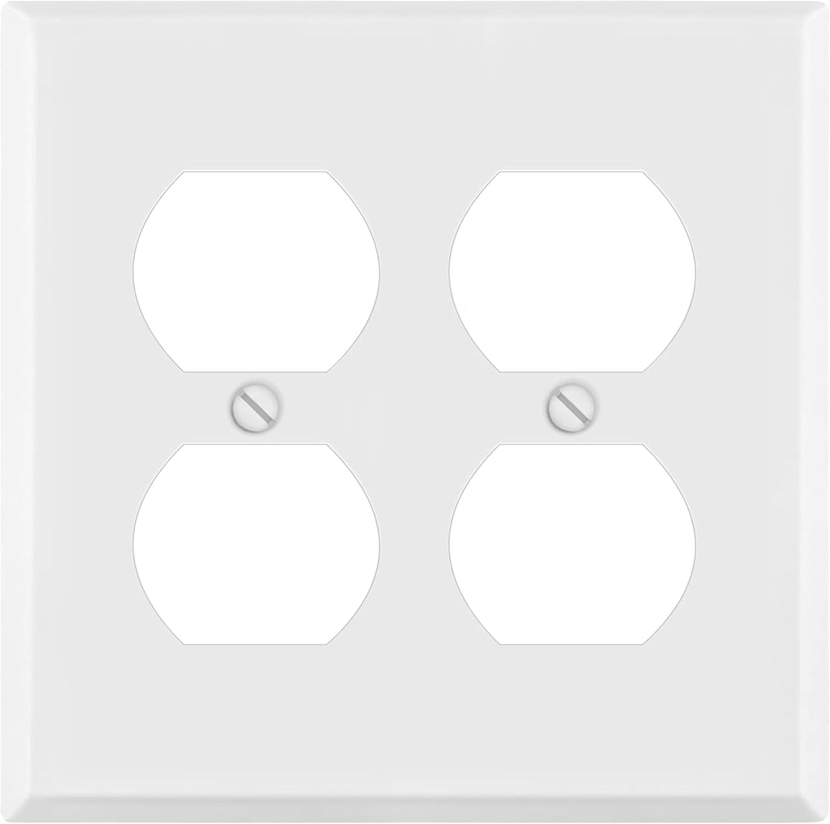 2 Gang White Receptacle Wall Plate