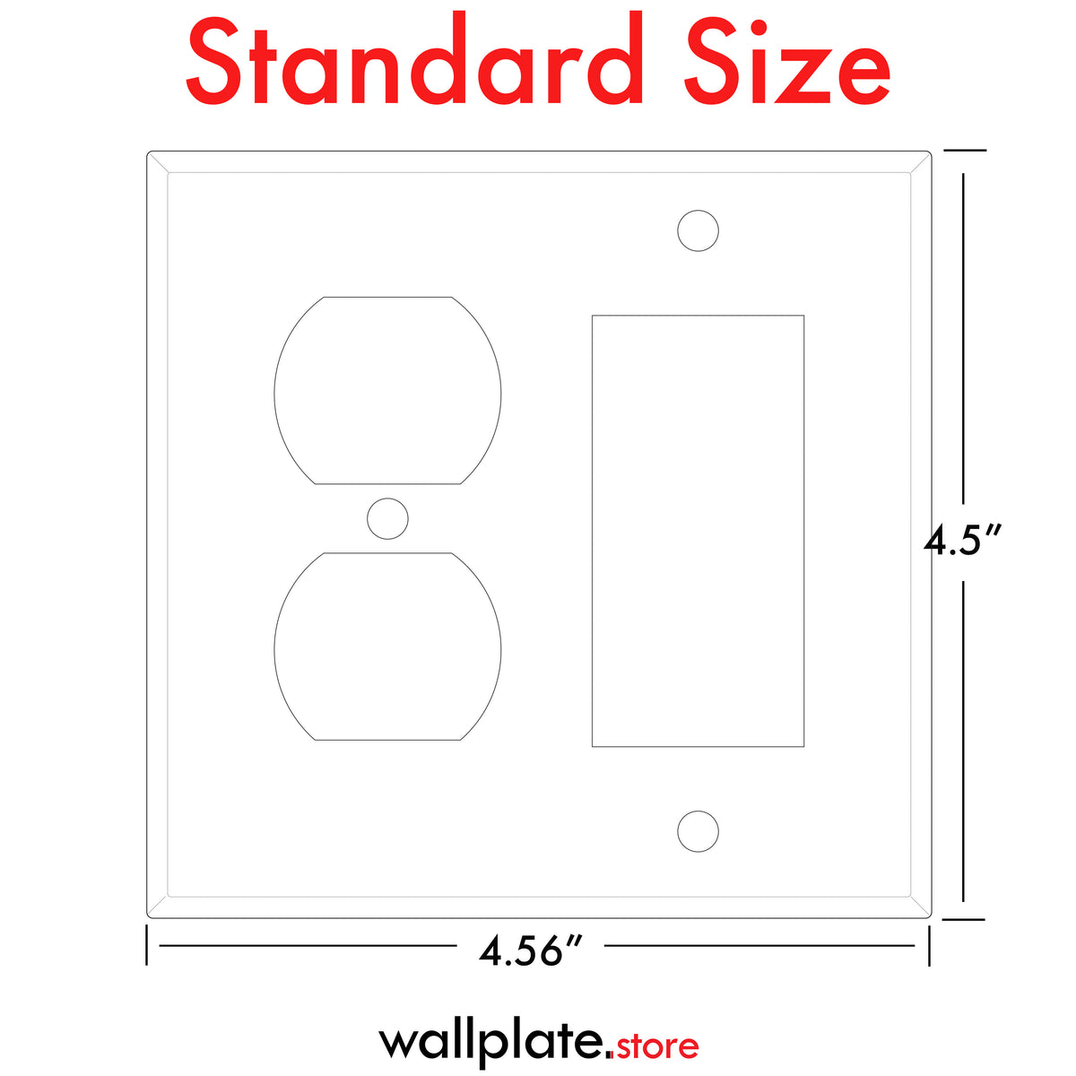 2-Gang Standard Metal Wall Plate – 1 Duplex Receptacle + 1 Decora/GFCI Opening – White Semi-Gloss