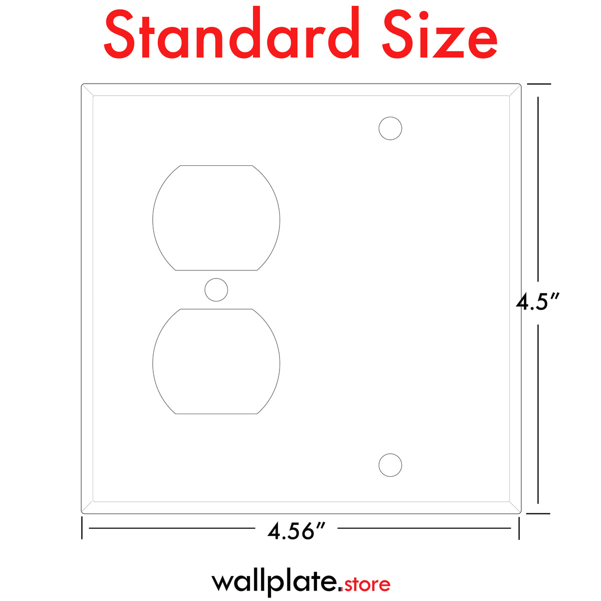 2-Gang Standard Metal Wall Plate – 1 Duplex Receptacle + 1 Blank – White Semi-Gloss
