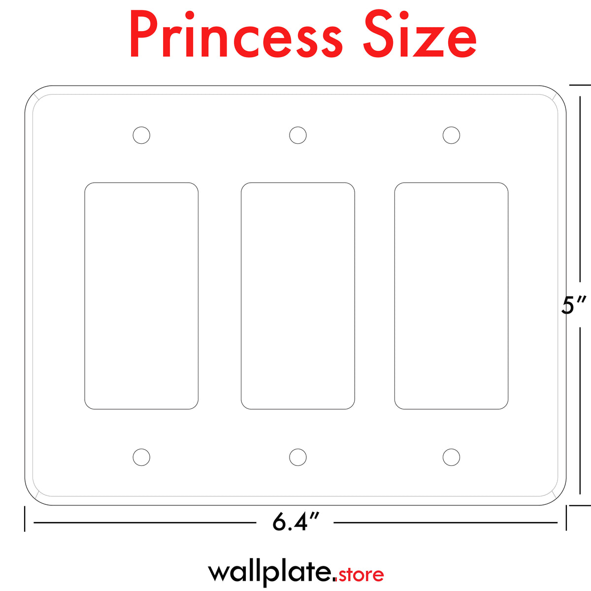 3 Gang Princess style Decora Switch Wall Plate Cover