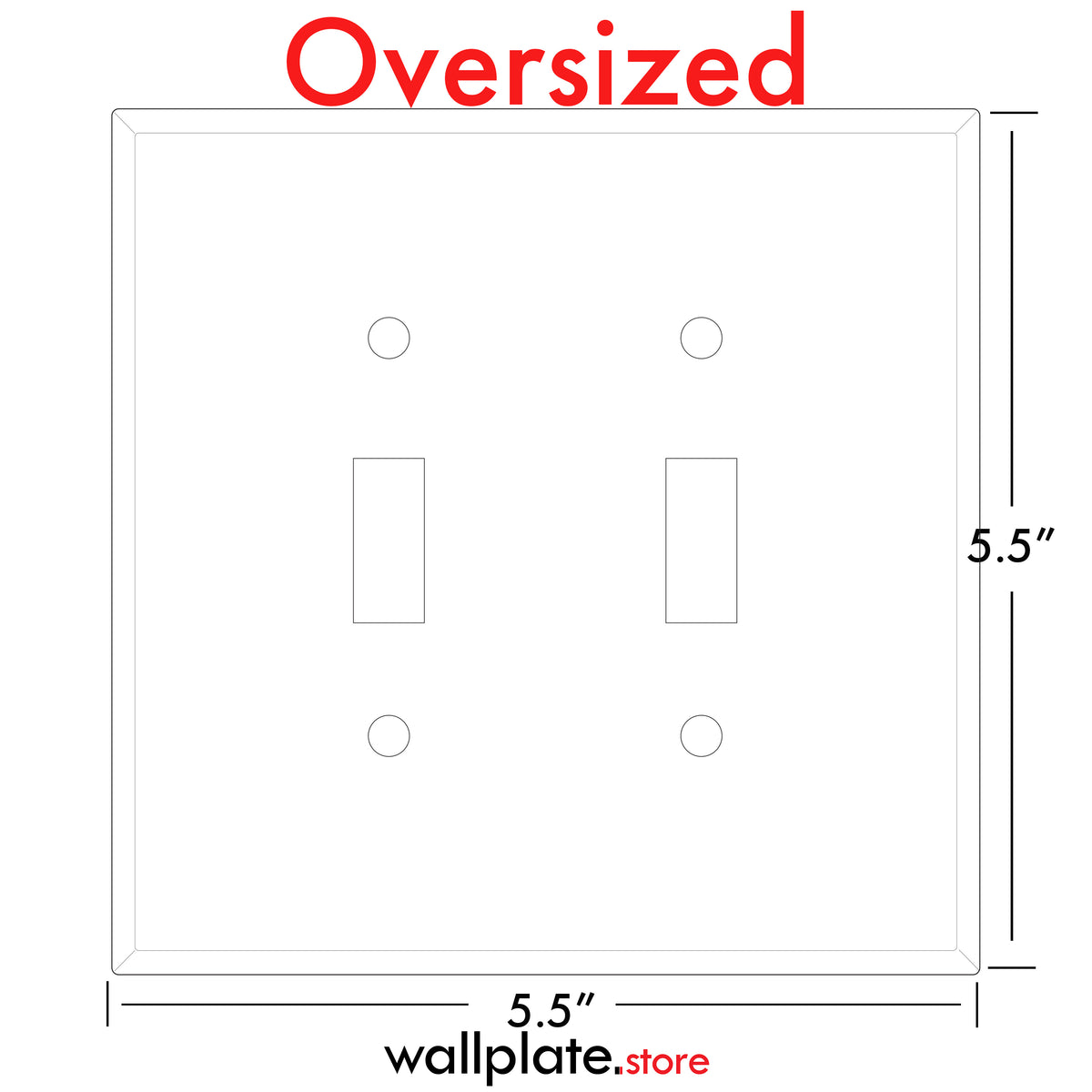 2-Gang Oversize Stainless Steel Wall Plate – 2 Toggle Switch Openings – Type 430 Satin