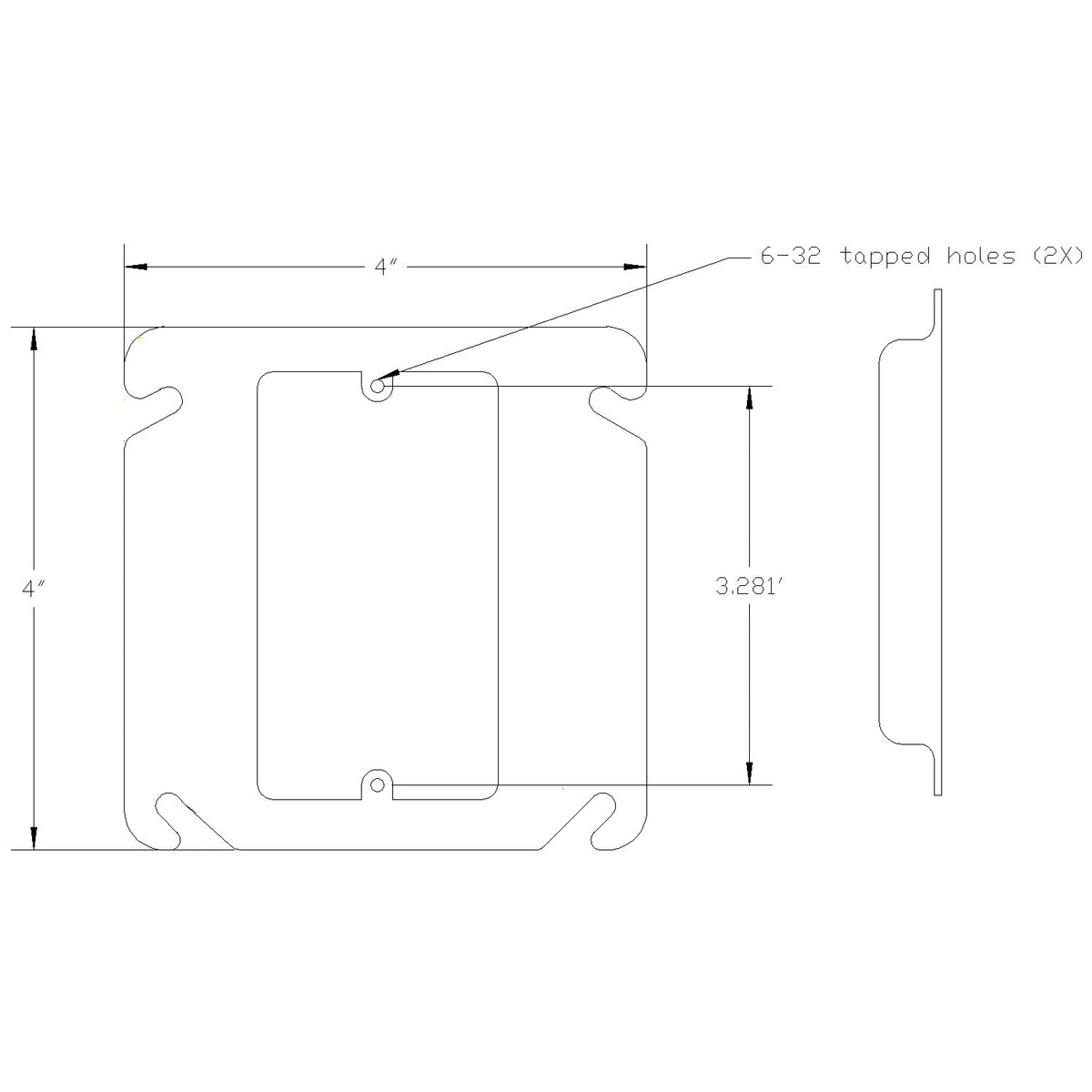 4 inch Square, 1-1/4 Inch Raised Mud Ring Device Cover for 1 device