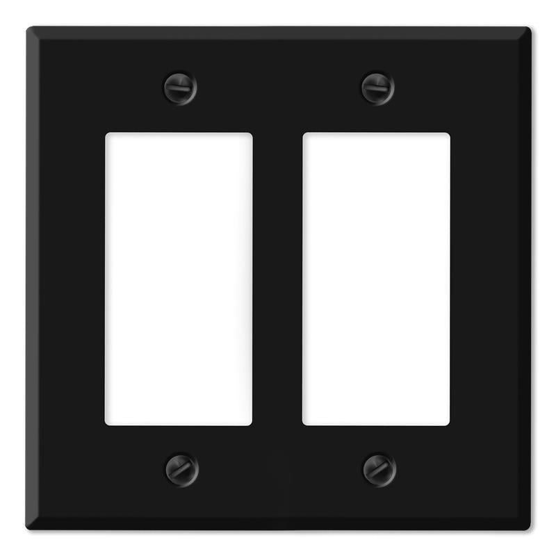 2-Gang Standard Metal Wall Plate – 2 Decora/GFCI Openings – Black Matte