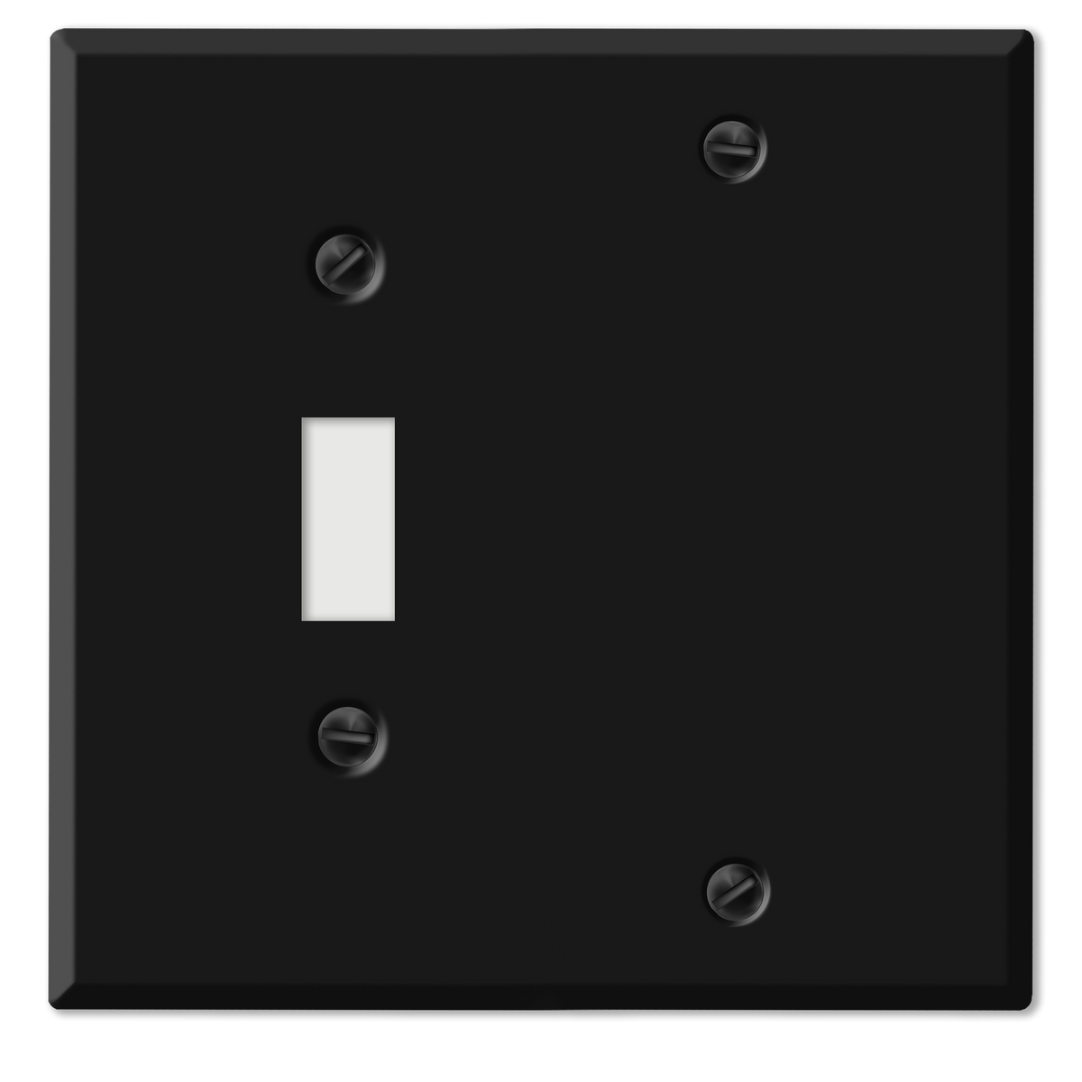 2-Gang Standard Metal Wall Plate – 1 Toggle Switch Opening + 1 Blank – Black Matte