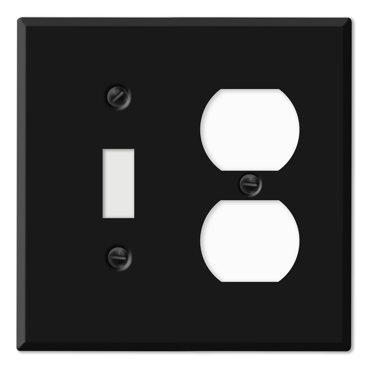 2-Gang Standard Metal Wall Plate – 1 Toggle Switch Opening + 1 Duplex Receptacle – Black Matte